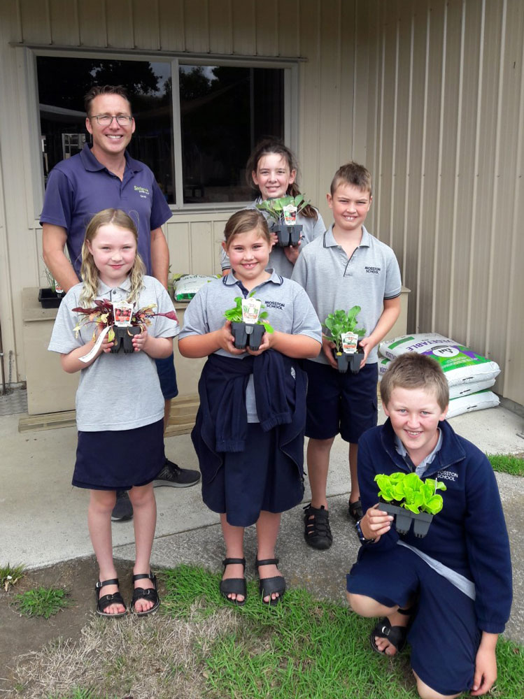 Mosston School Vegetable Garden Team with Gareth Carter from Springvale Garden Centre